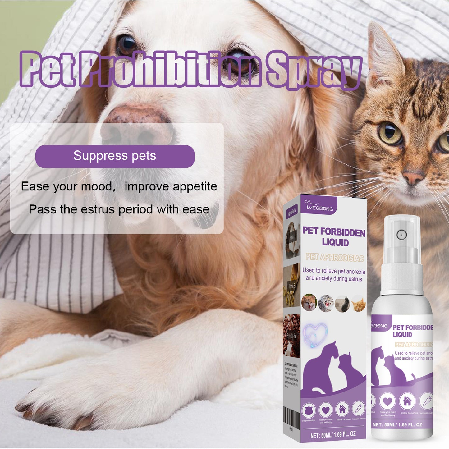 Pet Calming Spray Pheromone Mood Calming Diffuser Improve Estrus Agitation Anxiety Relief Prevent Howling Cat Dog Health Supply