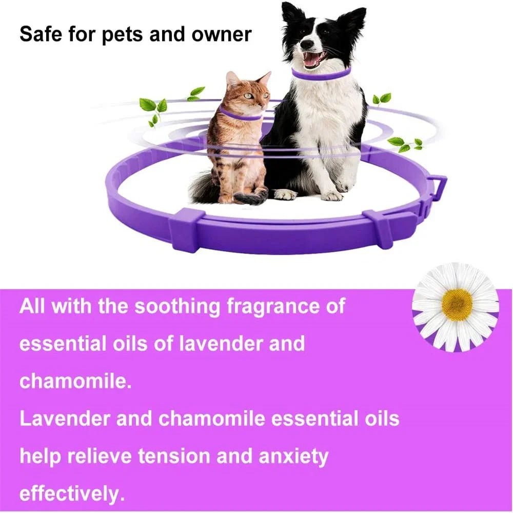 Furlieve Pet Calming Collar For Cats Dogs Adjustable Anxiety Pheromone Reducing Pet Collar Lasting Natural Calm Relax Soothing Collars - Furlieve
