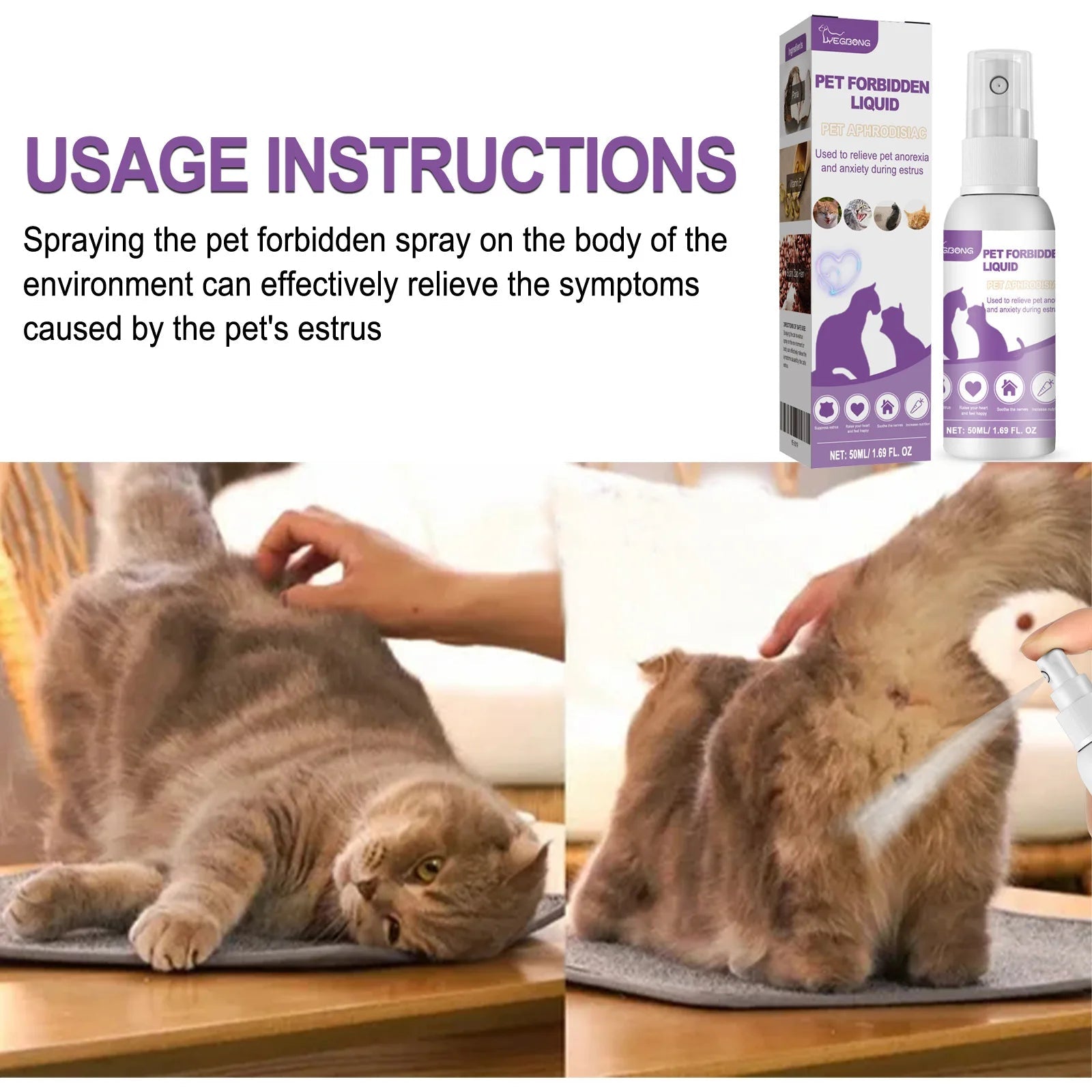 Pet Calming Spray Pheromone Mood Calming Diffuser Improve Estrus Agitation Anxiety Relief Prevent Howling Cat Dog Health Supply - Furlieve